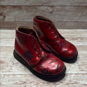 Aster Red Floral Leather Boots Girls 25 / 8.5